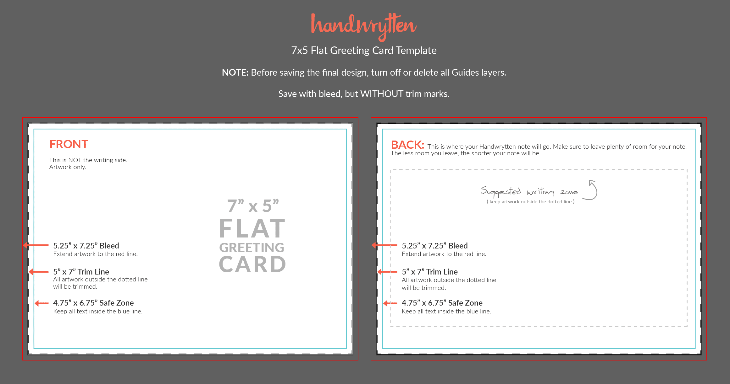 Card Design Specifications - Handwrytten For A2 Card Template