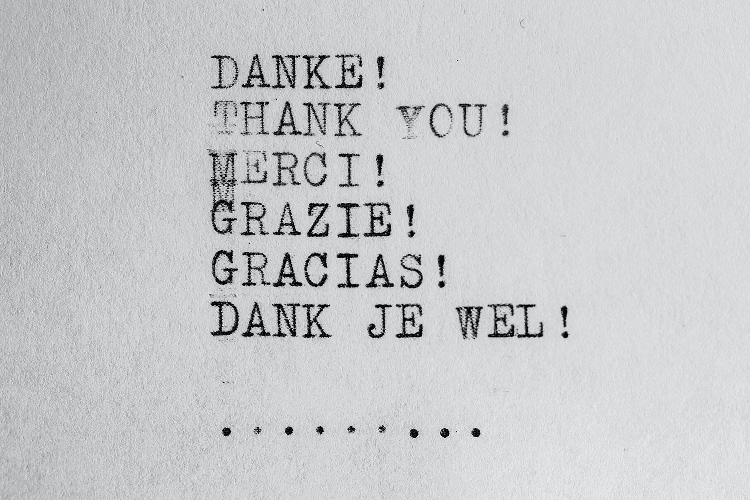 thank you in multiple languages by typewriter