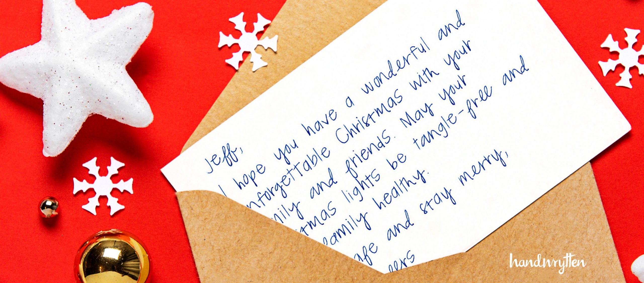 handwritten holiday card from business