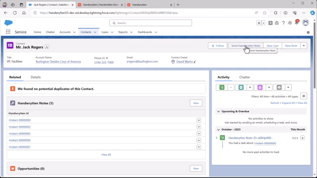 Salesforce Notes Example Sending Handwritten Notes Using Salesforce and Handwrytten - Handwrytten