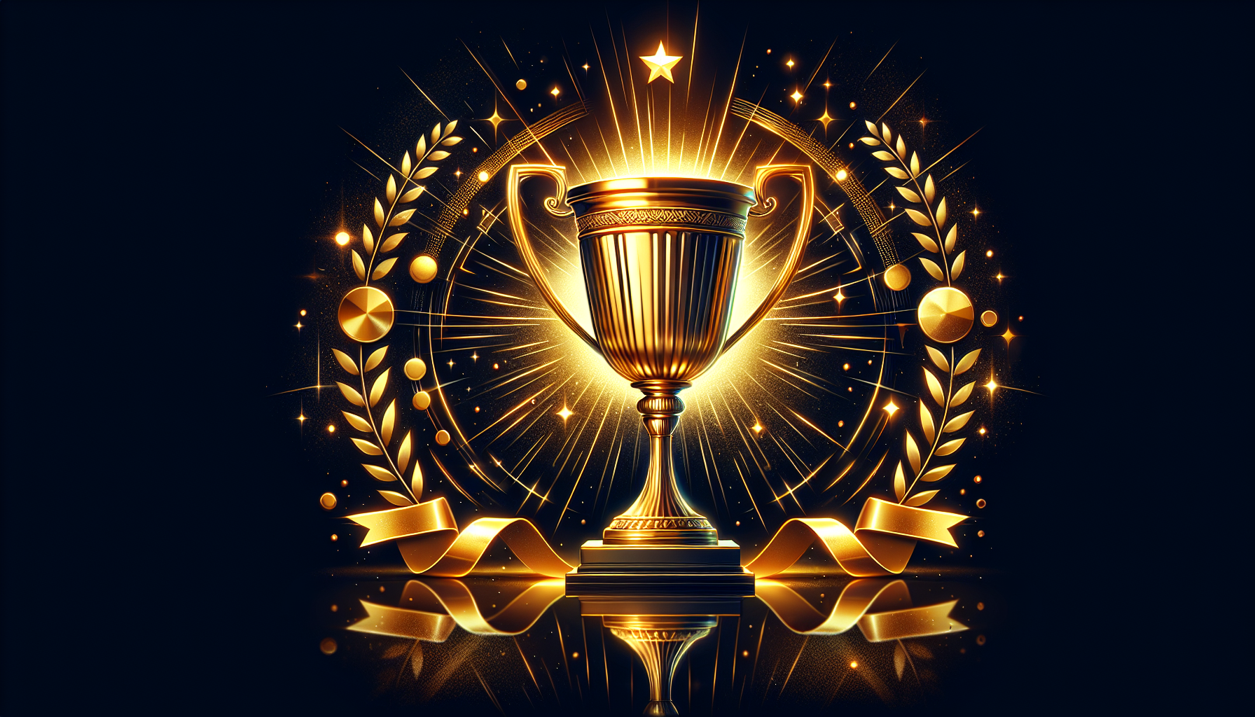 Artistic illustration of a shining trophy symbolizing achievement
