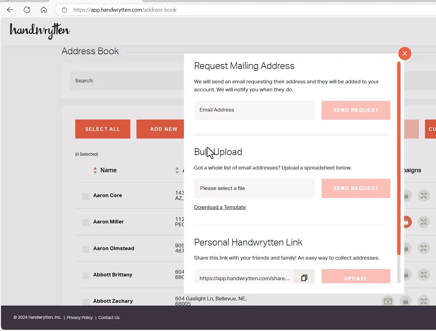 Using bulk requests for addresses