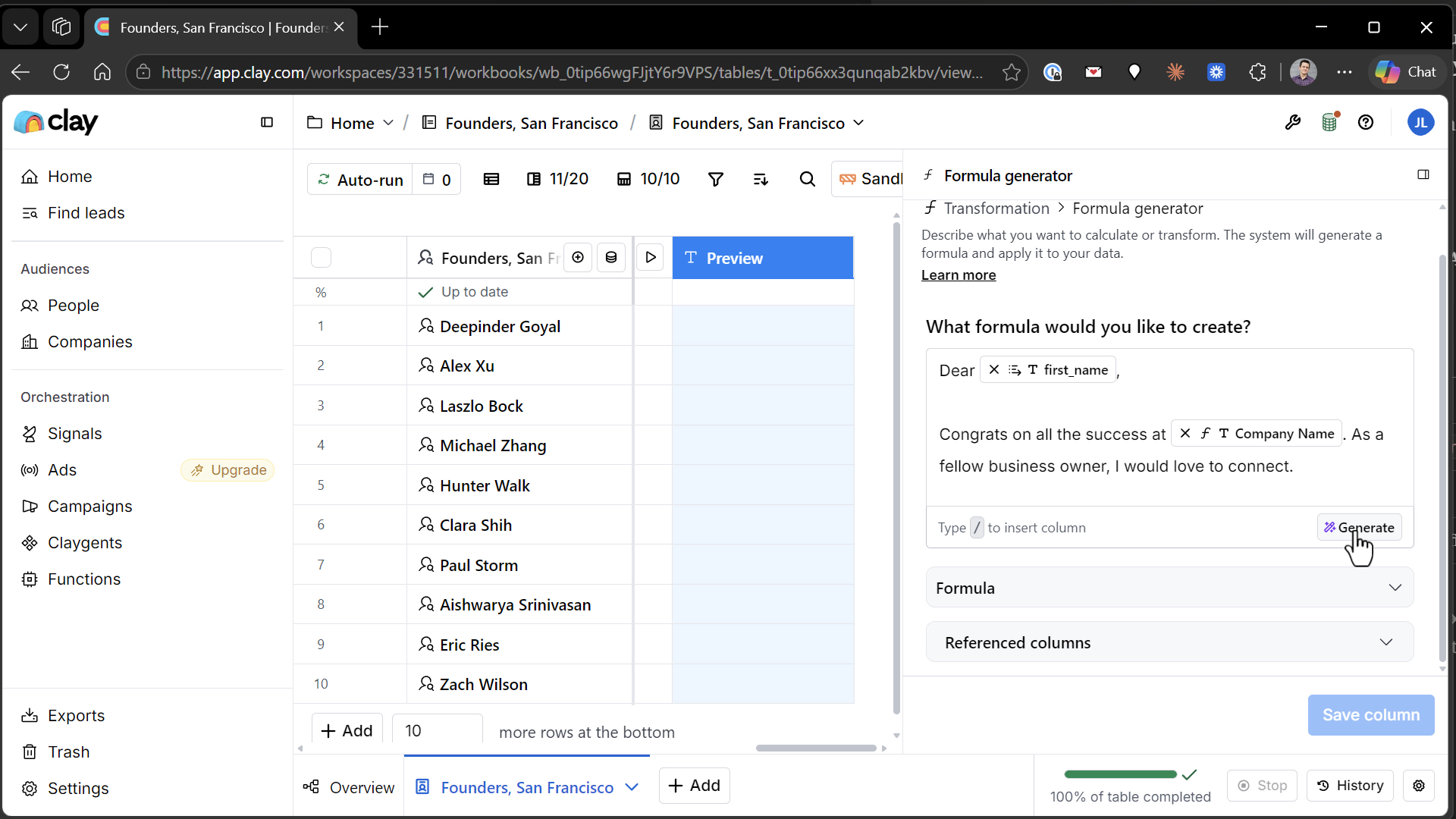 Creating the message template for handwritten notes in Clay